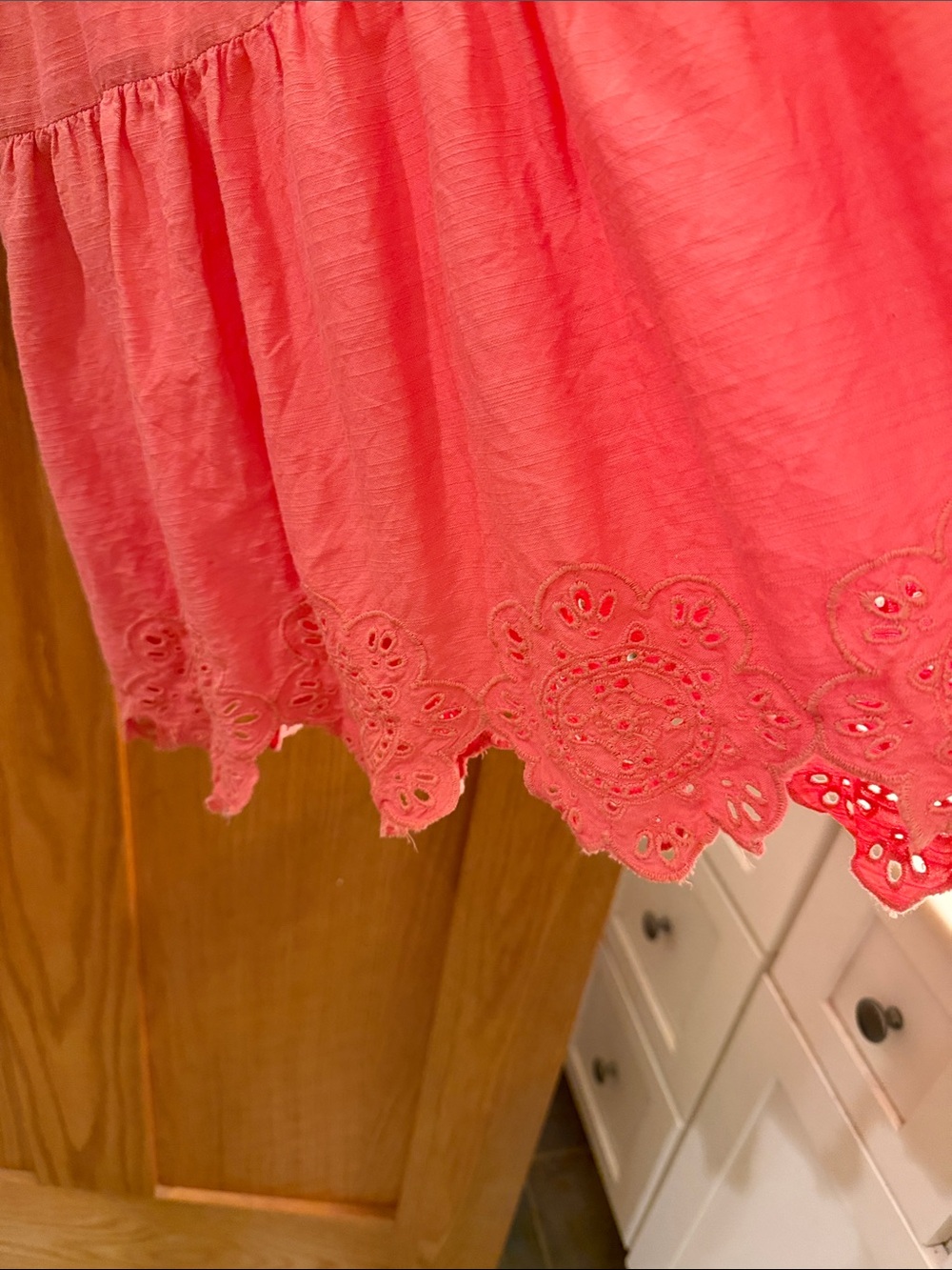 Old Navy Coral Lace-up Tiered Dress - Picture 3 of 6